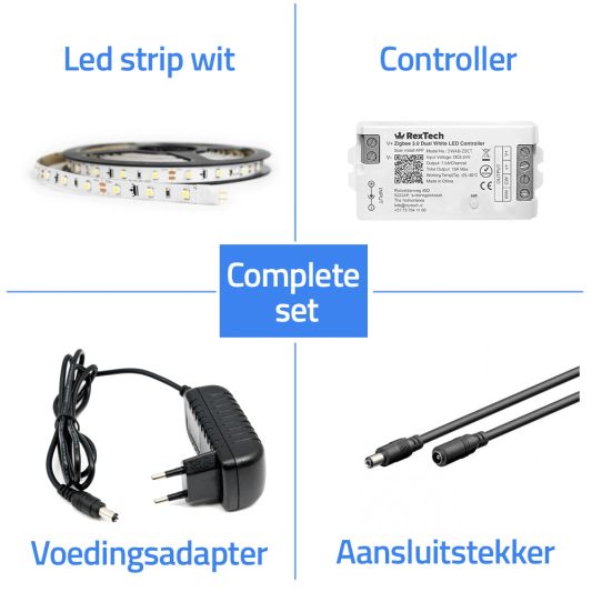 10 meter complete set witte led strip met Zigbee controller