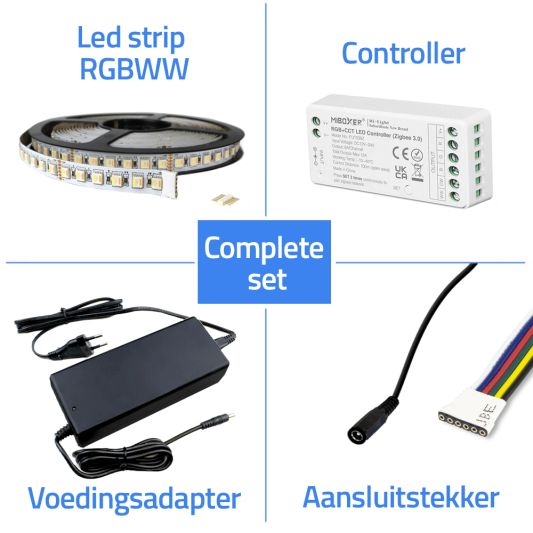 17 meter complete set RGBWW led strip met Zigbee controller