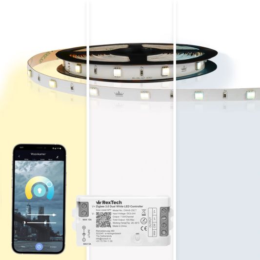 17 meter complete set Dual White led strip met Zigbee controller