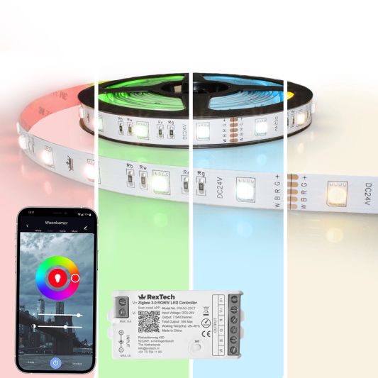 21 meter complete set RGBW led strip met Zigbee controller