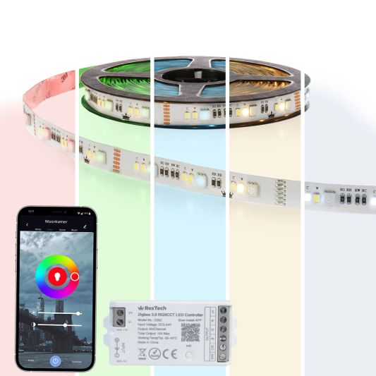 4 meter complete set RGBWW led strip met Zigbee controller