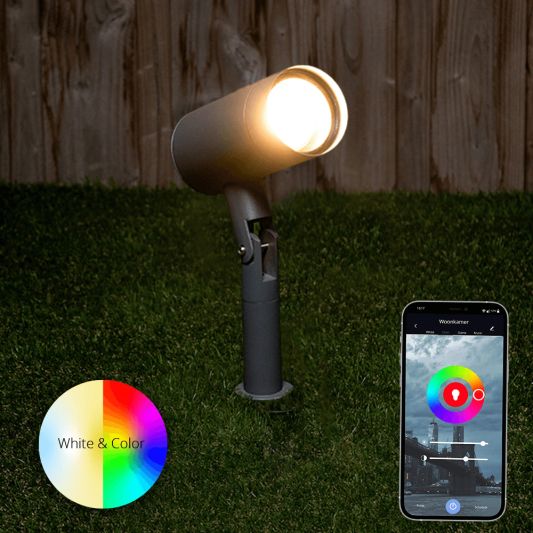 Antraciete prikspot voor buiten met Zigbee GU10 spot - Rond - Verstelbaar