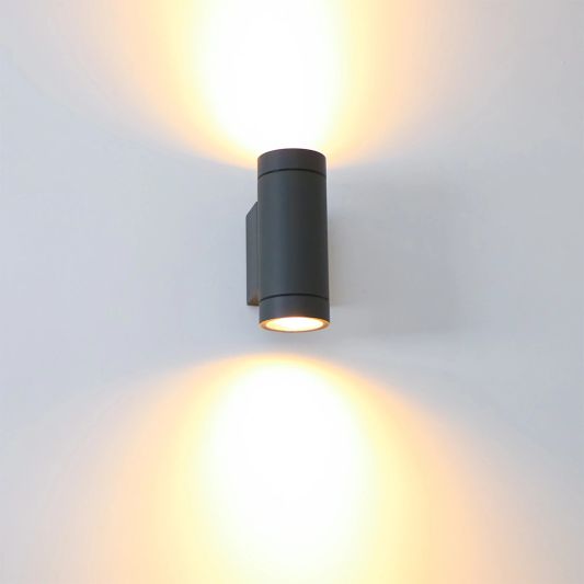 Antraciete up down wandlamp voor buiten met Zigbee GU10 spots - Rond