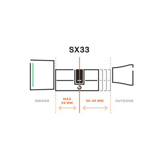 Bold SX-33 Smart Cylinder slim deurslot - max. 35mm binnen en 30-45mm buiten (2-pack)