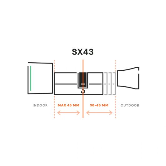 Bold SX-43 Smart Cylinder slim deurslot - max. 45mm binnen en 30-45mm buiten