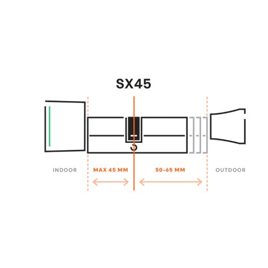 Bold SX-45 Smart Cylinder slim deurslot - max. 45mm binnen en 50-65mm buiten
