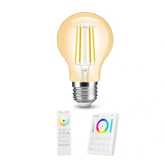 Dual White smart filament lamp van Milight 7W E27 fitting - Amberkleurig A60 model - Met afstandsbediening