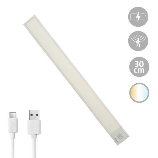 Kastverlichting met sensor - Dual White - 30cm - Oplaadbaar - Zilver