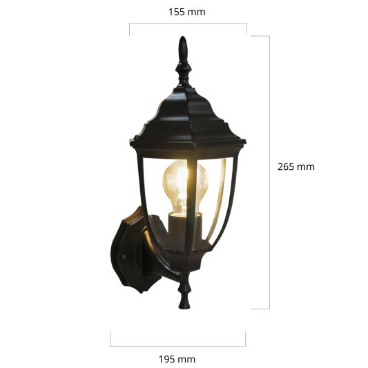 Klassieke zwarte wandlamp voor buiten met E27 Zigbee filament led lamp