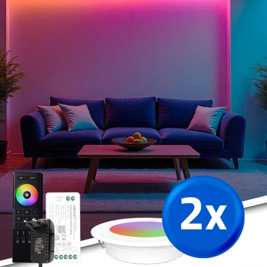 RexTech 2-pack RGBWW Spot Set Wit