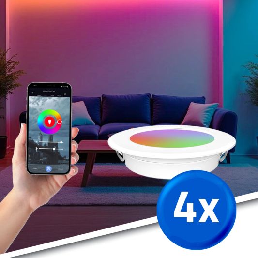 RexTech RGBWW Inbouwspot Wit 4 pack