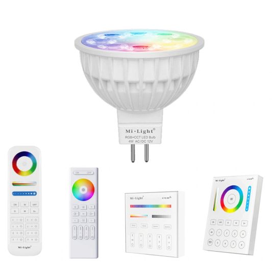 RGBWW LED spot met afstandsbediening 4W MR16 fitting 1 tot 4 spots