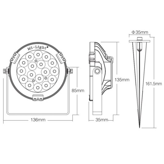 RGBWW Wifi led tuinspot 15 Watt