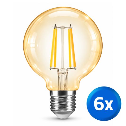 Slimme filament LED lamp - Dual white 7W E27 fitting - G95 model colored - voordeelset van 6