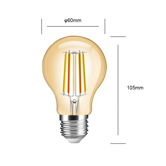 Slimme filament Zigbee LED lamp - Dual white 7W E27 fitting - A60 model colored