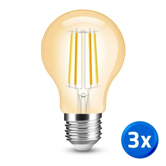 Slimme filament Zigbee LED lamp - Dual white 7W E27 fitting - A60 model colored - voordeelset 3 stuks