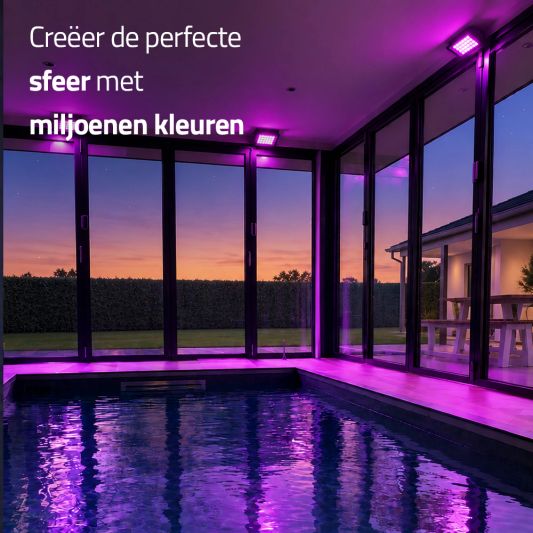 Slimme schijnwerper/bouwlamp 20 watt - RGBWW Multicolor en wit