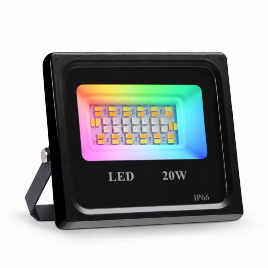 Slimme schijnwerper/bouwlamp 20 watt - RGBWW Multicolor en wit