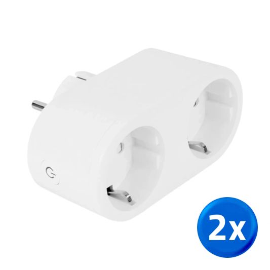 Slimme stekker - dubbel - Met energiemeting - 2-pack