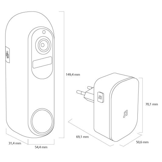Slimme video deurbel wifi zwart