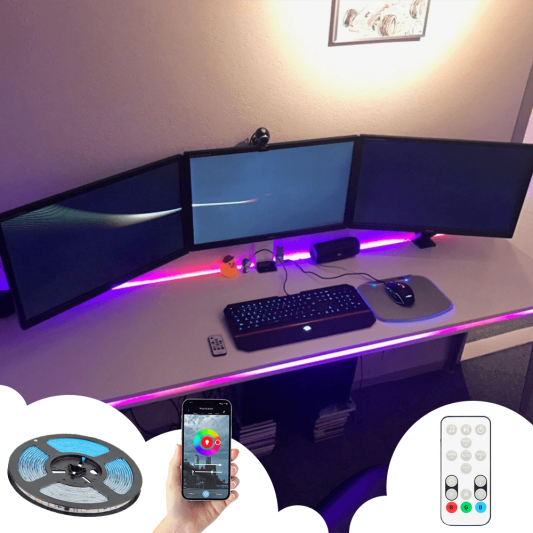 Tuya dreamcolor ledstrip set 5 meter 12V IP65 - 60 leds p/m - Inclusief IR afstandsbediening