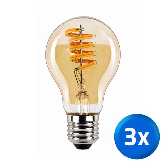 Tuya slimme led filament lamp goud - E27 fitting kogelvormig - Dual White - voordeelset van 3