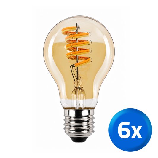 Tuya slimme led filament lamp goud - E27 fitting kogelvormig - Dual White - voordeelset van 6