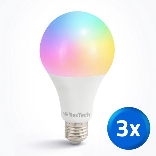 Tuya slimme led lamp 15 watt - E27 fitting - RGBWW Multicolor en Wit 3-pack