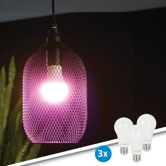 Slimme wifi lamp 9 watt - E27 fitting - RGBWW Multicolor en Wit - 3-pack