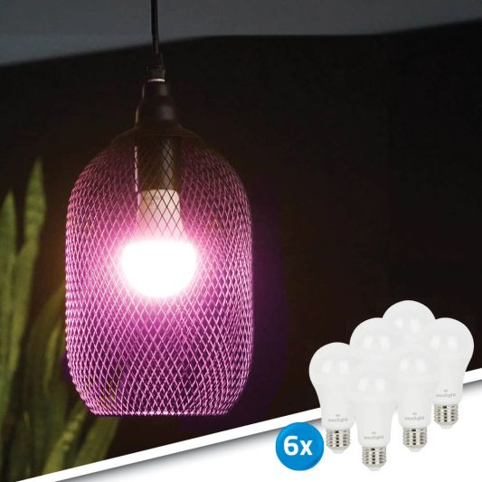 slimme wifi lamp 9 watt - E27 fitting - RGBWW Multicolor en Wit - 6-pack