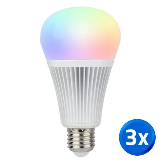 WIFI LED lamp RGBW 9W E27 fitting voordeelset van 3