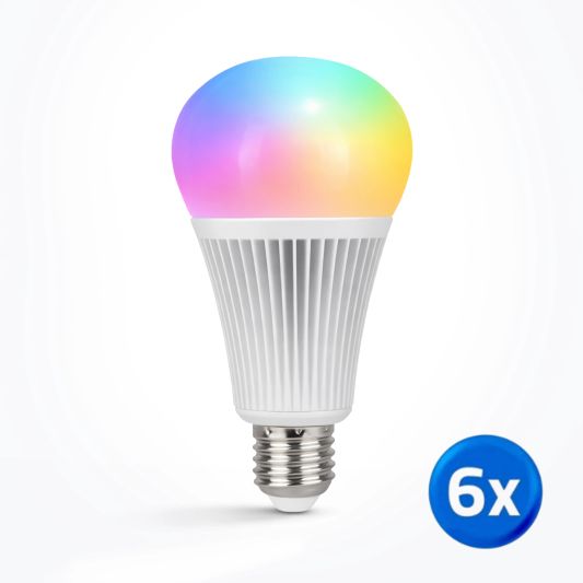 WIFI LED lamp RGBW 9W E27 fitting voordeelset van 6