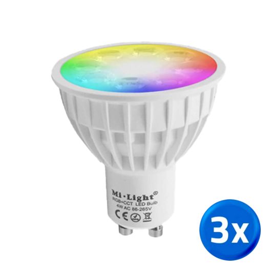 WIFI LED spot RGBWW 4W GU10 fitting - Voordeelset van 3 stuks
