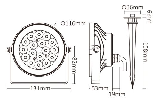 Wifi LED Tuinspot met RGBWW kleuren 9 watt