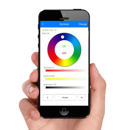 Wifi set met 1-4 RGBWW led lampen mét Wifi module 12 Watt E27 fitting