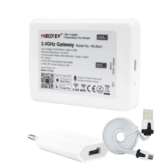 Wifi set met 1 tot 4 RGBWW Led spots 4 Watt MR16 fitting 12V