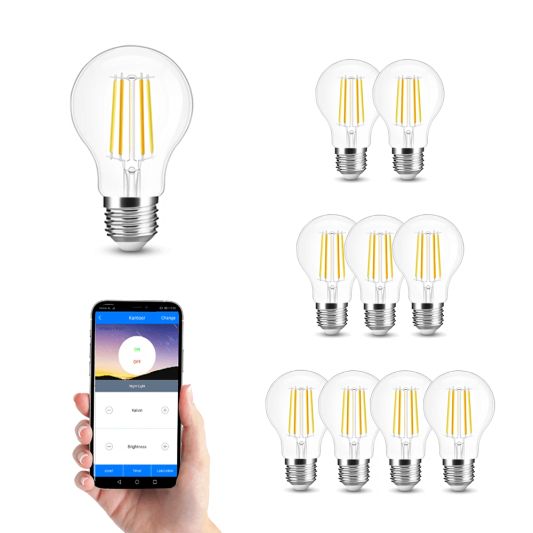 Wifi set met Dual White smart filament lamp van Milight 7W E27 fitting - A60 model - Met wifi module