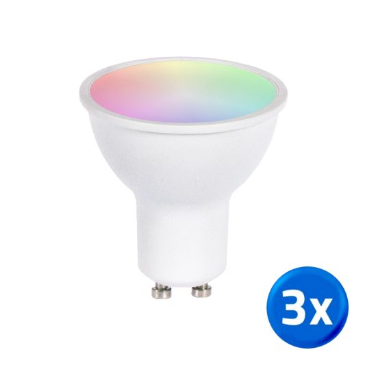 Wifi slimme led spot 4 watt - GU10 fitting - RGBWW Multicolor en Wit - Voordeelset van 3 stuks