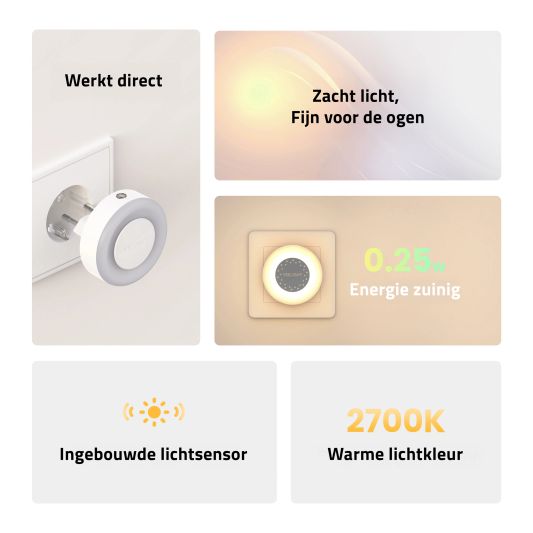 Yeelight plug-in nachtlamp 0,5W - Warm witte lichtkleur - Met lichtsensor
