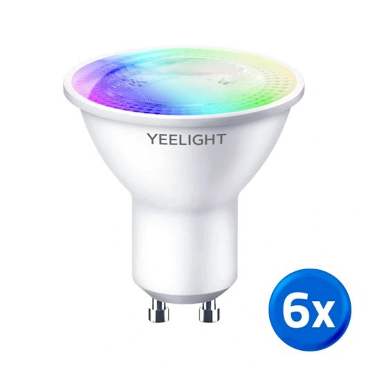 Yeelight slimme led spot - GU10 fitting - RGBWW Multicolor en Wit - Voordeelset van 6 stuks