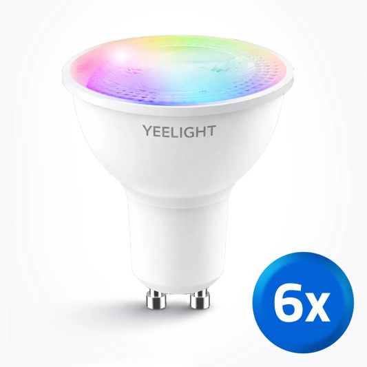 Yeelight slimme led spot - GU10 fitting - RGBWW Multicolor en Wit - Voordeelset van 6 stuks