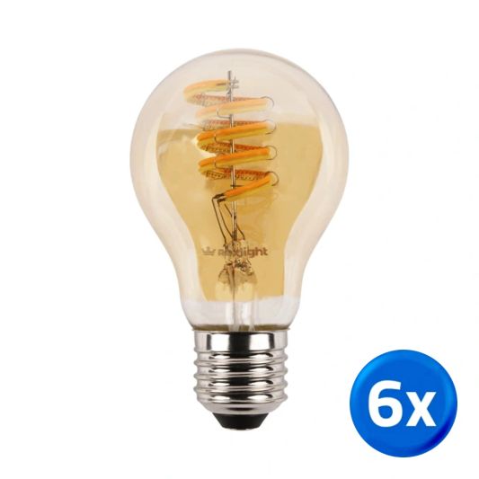 Zigbee E27 spiraal filament lamp Dual White A60 amberkleurig - voordeelset van 6