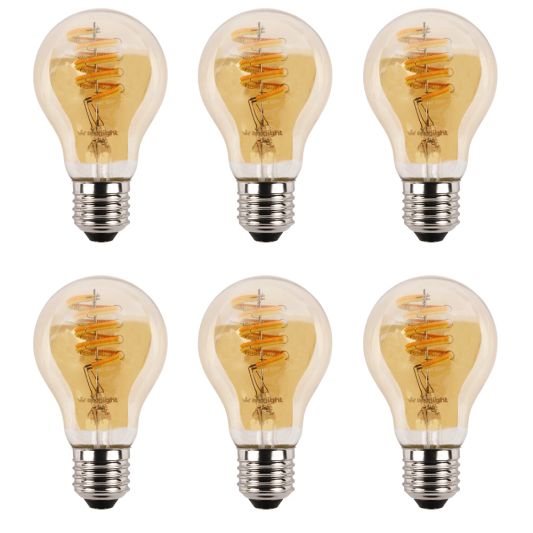 Zigbee E27 spiraal filament lamp Dual White A60 amberkleurig - voordeelset van 6