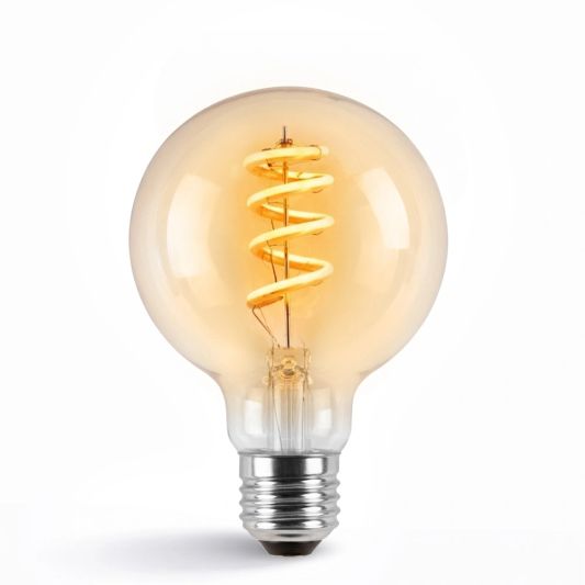 Zigbee E27 spiraal filament lamp Dual White G95 amberkleurig
