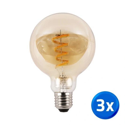 Zigbee E27 spiraal filament lamp Dual White G95 amberkleurig - voordeelset van 3