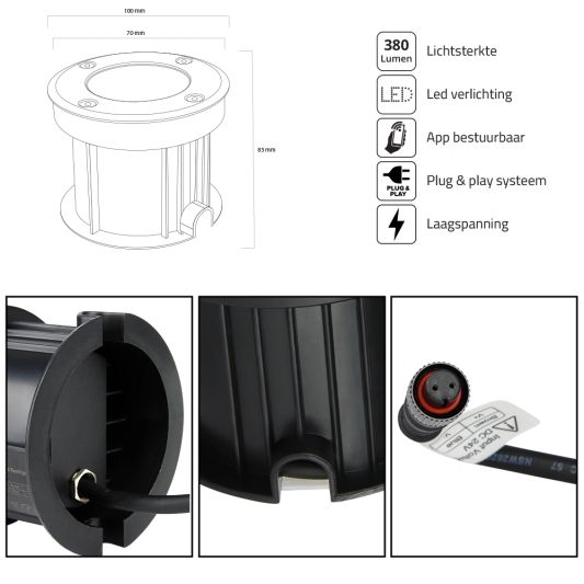Zigbee inbouw grondspot voor buiten 6W - Alle kleuren en wittinten - Rond
