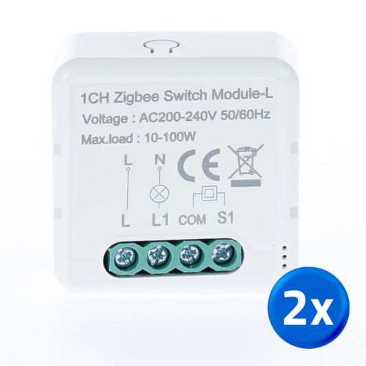 Zigbee inbouwschakelaar 1 gang - Set van 2
