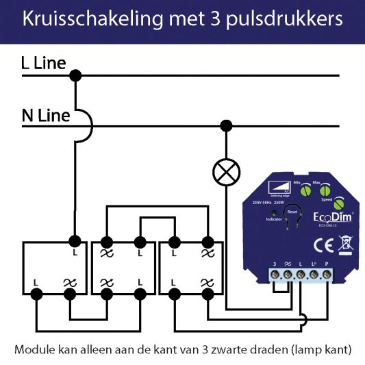 Zigbee led dimmer module van EcoDim - 0-250W fase afsnijding