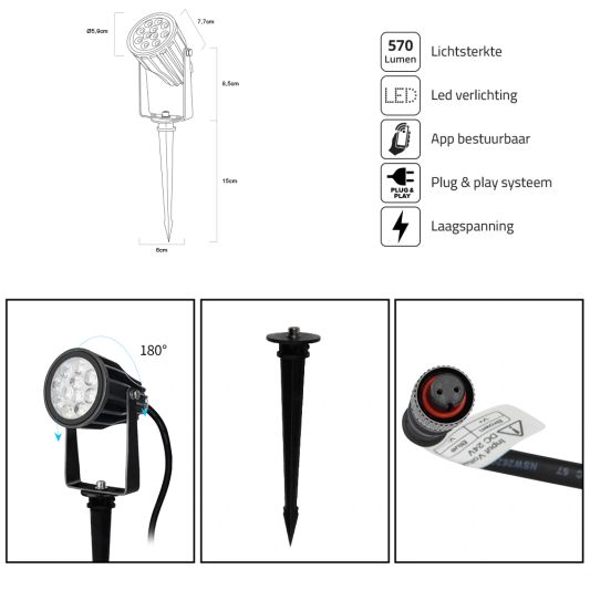 Zigbee prikspot voor buiten 6W - Alle kleuren en wittinten