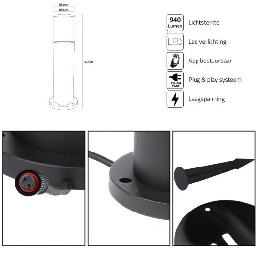 Zigbee sokkel lamp voor buiten 9W - Alle kleuren en wittinten - Rond